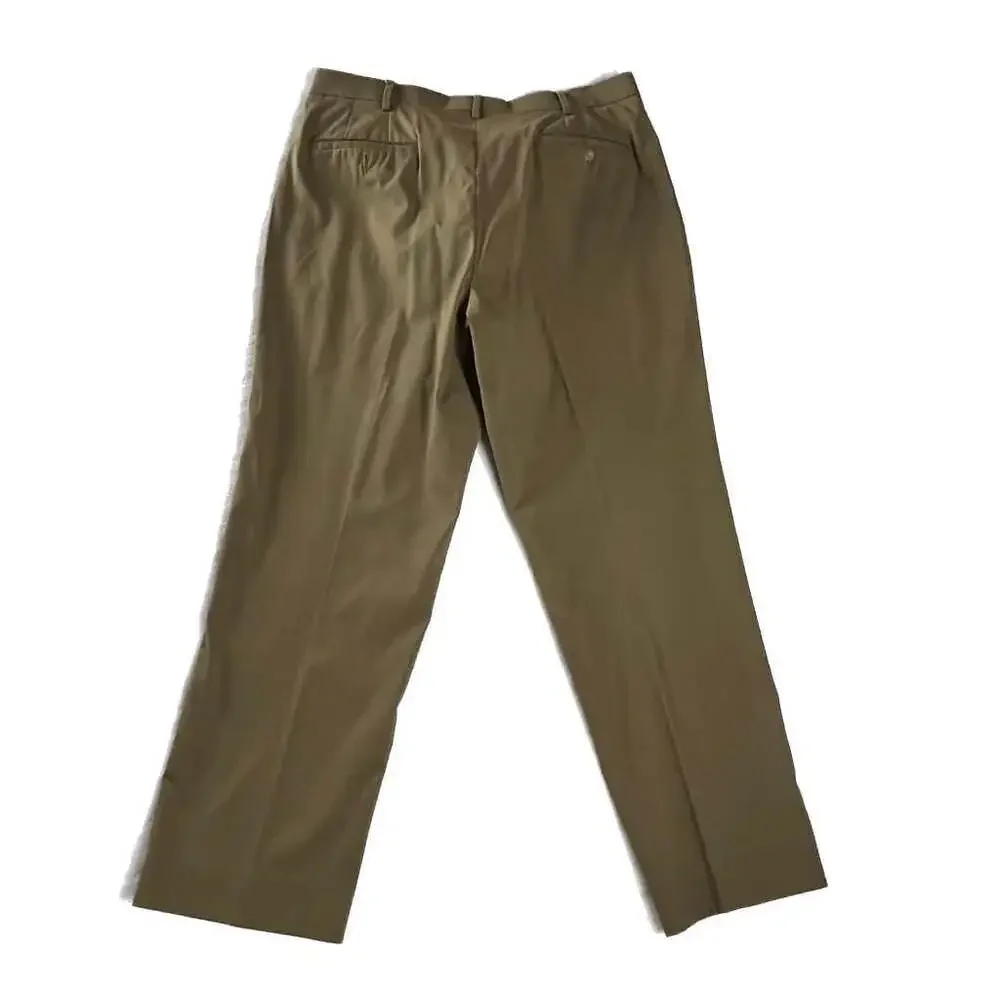 Savane Mens Khaki Dress Pants 38x30 Flat Front Stretch Business‎ Casual